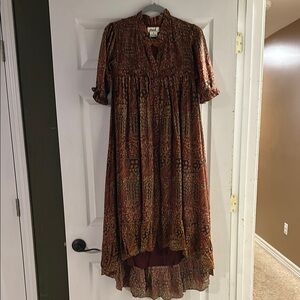 Anthropologie Bohemian Rust Maxi Dress Size S.